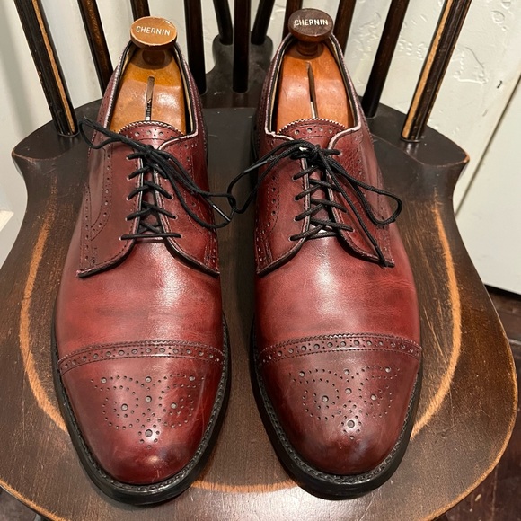 Allen Edmonds Lexington Oxford Brogue Cap-Toe Men Shoes Leather Brown 12-B - Picture 1 of 8